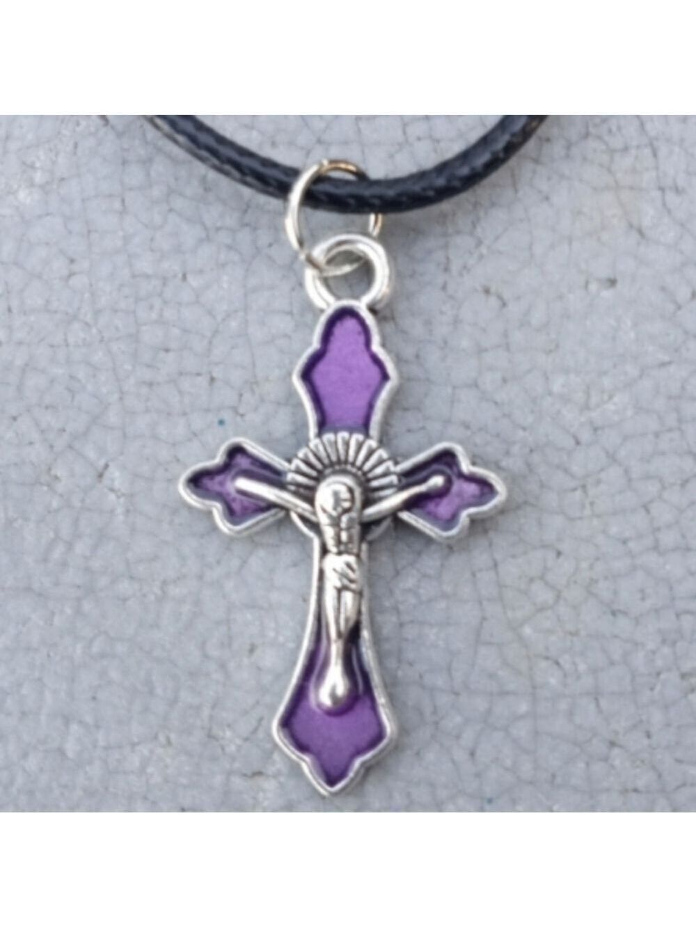 🆓 Free W/Purchase Purple Victorian Cross Nylon Chain Necklace NWT